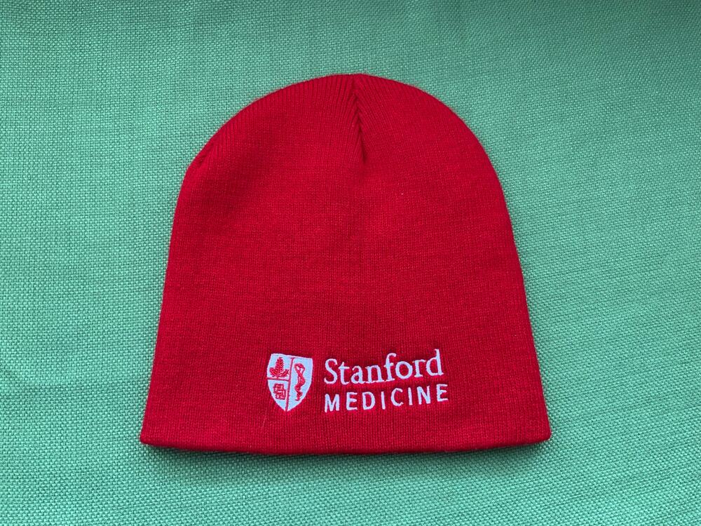 Stanford Medicine Red Embroidered Knit Beanie Hat One Size